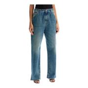 Ruimvallende timmerman jeans met wijde pijpen Darkpark , Blue , Dames