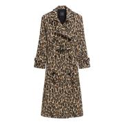 Luipaard Wolprint Trenchcoat Theory , Multicolor , Dames