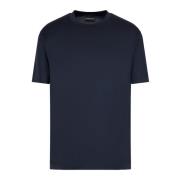 Blauwe Jersey Tape Logo T-shirts Emporio Armani , Blue , Heren