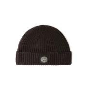 Geribbelde Geelong Wol Beanie Lood Grijs Stone Island , Gray , Unisex