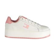 Roze Wedge Sneaker met Opvallende Print Tommy Hilfiger , White , Dames