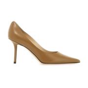 Gouden logo leren pumps Jimmy Choo , Brown , Dames