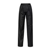 Palma Wol Rechte Pijp Broek Pinko , Black , Dames