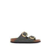 Gouden Gesp Leren Slides Birkenstock , Green , Dames