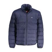 Blauwe Polyamide Jack met Logo Tommy Hilfiger , Blue , Heren