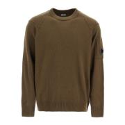 Omgekeerd Gestikte Crewneck Pullover C.p. Company , Green , Heren