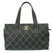 Pre-owned Leather shoppers Chanel Vintage , Black , Dames