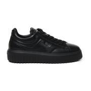 Zwarte leren sneakers met Side H Hogan , Black , Heren