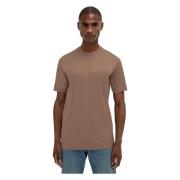 Bruine Glanzende T-shirt met Ronde Hals Valenza , Brown , Heren