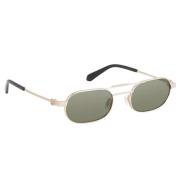 Gouden Montuur Groene Lens Zonnebril Off White , Yellow , Unisex