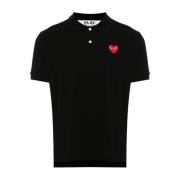 Zwarte Heart Logo Polo Shirt Comme des Garçons Play , Black , Dames