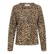 Dieren Jacquard Top met V-hals &Co Woman , Brown , Dames