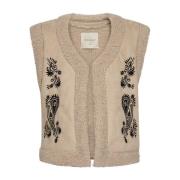 Teddy Bloem Vest Freequent , Beige , Dames