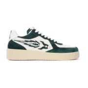 New Drop Beige en Groene Leren Sneakers Enterprise Japan , Green , Her...