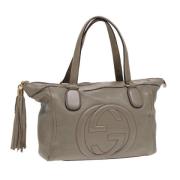 Pre-owned Leather handbags Gucci Vintage , Gray , Dames