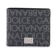 Logo Jacquard Bi-Fold Portemonnee Dolce & Gabbana , Gray , Heren