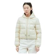 Gewatteerde Nylon Donsjas met Capuchon Moncler , Beige , Dames