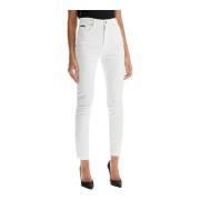 Hoge Taille Skinny Stretch Denim Jeans Dolce & Gabbana , White , Dames