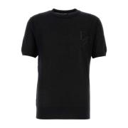 Luxe Zwarte Cashmere T-shirt Dolce & Gabbana , Black , Heren