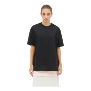 Wollen T-shirt met ritssluiting en versiering Jil Sander , Black , Dam...