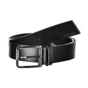 Zwarte leren riem met metalen gesp Calvin Klein , Black , Heren