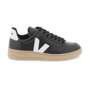 Leren V-12 Sneakers met Rubber Monogrammen Veja , Black , Dames