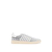 Fluwelen sneakers met leren details Dsquared2 , Gray , Heren