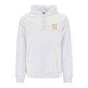 Geborsteld Katoenen Hoodie met Logo Hugo Boss , White , Heren