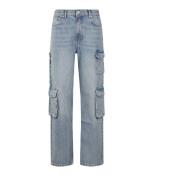 Denim Broek Klassiek Model Moschino , Blue , Dames