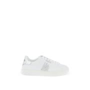 Greca Patroon Eco-Leren Sneakers Versace , Gray , Heren