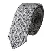 Zwart Wit Polka Dot Zijden Stropdas Dolce & Gabbana , Gray , Heren