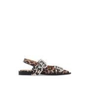 Dierenprint Slingback Ballerina's met Gespen Ganni , Brown , Dames