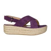 Leren Espadrilles met Verstelbare Enkel Gesp Sergio Rossi , Purple , D...