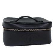 Pre-owned Leather pouches Chanel Vintage , Black , Dames