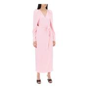 Satijnen Wrap Midi Jurk met Crossover Rotate Birger Christensen , Pink...