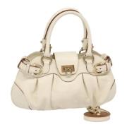 Pre-owned Leather handbags Salvatore Ferragamo Pre-owned , White , Dam...