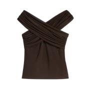 Drapped Top Ami Paris , Brown , Dames