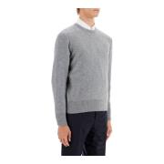 Wollen Piqué Crewneck Pullover met Tricolor Band Thom Browne , Gray , ...