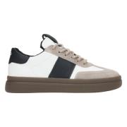 Witte & Grijze Winter Lage Sneakers voor Vrouwen met Bontvoering Estro...