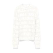 Witte Wollen Blend Jacquard Sweater Balenciaga , Beige , Dames