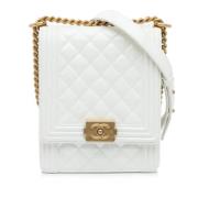 Pre-owned Leather crossbody-bags Chanel Vintage , White , Dames