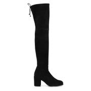 Stretch suède over de knie laarzen Stuart Weitzman , Black , Dames