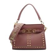 Iconische Leren Shopper Tas met Studs La Carrie , Pink , Dames