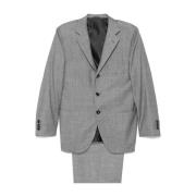 Grijze Wollen Blazer en Broek Set Kiton , Gray , Heren