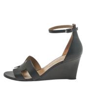 Pre-owned Leather sandals Hermès Vintage , Black , Dames