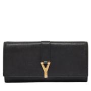 Pre-owned Leather wallets Yves Saint Laurent Vintage , Black , Dames