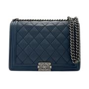 Pre-owned Leather chanel-bags Chanel Vintage , Blue , Dames