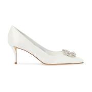 Satin Bloem Decollete Schoen Roger Vivier , White , Dames