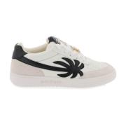 Gewatteerde Leren Sneakers met Palmboom Palm Angels , White , Heren