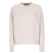 Beige Wol Zijde Crewneck Sweater Fabiana Filippi , Beige , Dames